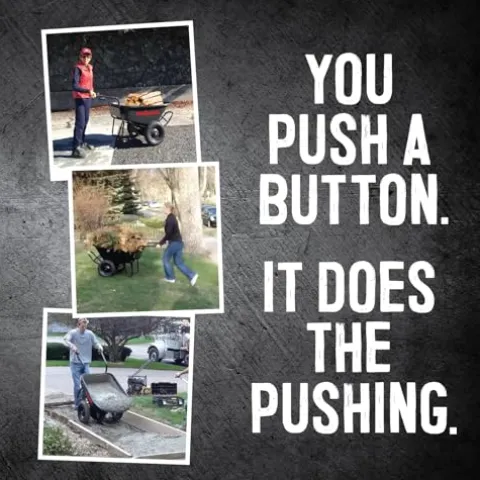 Chore Warrior Electric Wheelbarrow Utility Cart 350 lbs Capacity 6 Cu FT Black