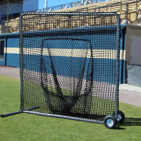 Cimarron Sports Outdoor Practice 7×7#84 Premier Sock Net and Frame with Wheels Black Stainless Steel