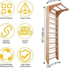 CleverWood Swedish Ladder Stall Bars Set for Physical Therapy & Gymnastics