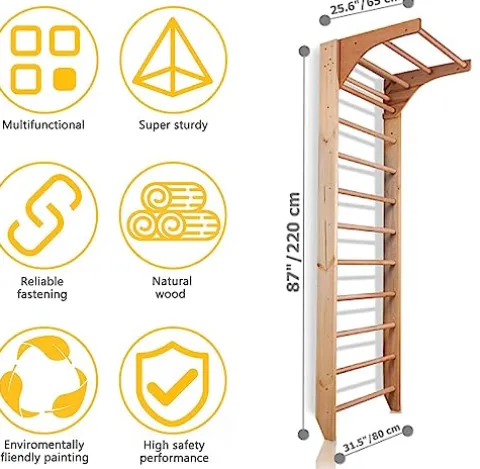 CleverWood Swedish Ladder Stall Bars Set for Physical Therapy & Gymnastics