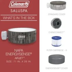 Coleman Napa AirJet Inflatable Hot Tub Spa 5-7 Person Brown