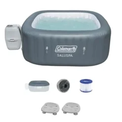 Coleman SaluSpa 114 AirJet Inflatable Hot Tub with 2-Pack of Bestway SaluSpa Non-Slip Seats