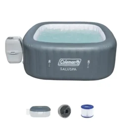 Coleman SaluSpa 114 Soothing AirJet Square Hot Tub with Spa Seat and Headrest Pillows