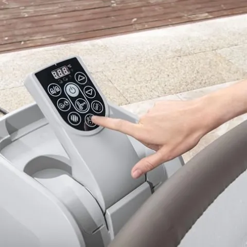 Coleman SaluSpa Napa AirJet Inflatable Hot Tub Gray Wood