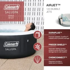 Coleman SaluSpa 4-Person Inflatable Hot Tub with 120 AirJets Black