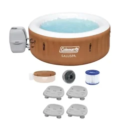 Coleman SaluSpa Ponderosa AirJet Inflatable Hot Tub with Non-Slip Seat, Gray