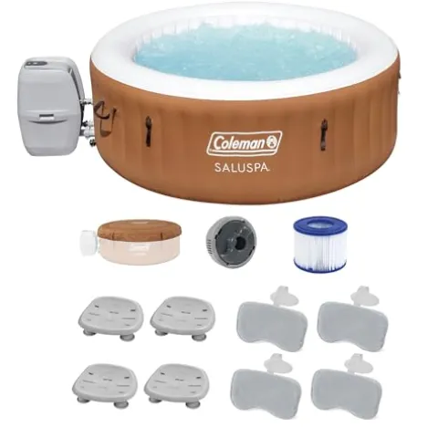 Coleman SaluSpa Ponderosa Inflatable Hot Tub with Spa Seats & Headrest Pillows