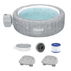 Coleman SaluSpa Sicily AirJet Hot Tub with 180 Jets & Bestway Adjustable Seats Gray
