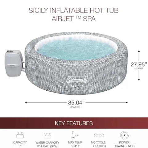 Coleman SaluSpa Sicily AirJet Hot Tub with 180 Jets & Bestway Adjustable Seats Gray