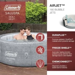 Coleman SaluSpa Sicily AirJet Hot Tub with 180 Jets & Bestway Adjustable Seats Gray