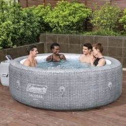 Coleman SaluSpa Sicily AirJet Hot Tub with Bestway Non-Slip Spa Seat Set, Gray