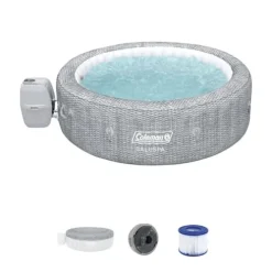 Coleman SaluSpa Sicily AirJet Inflatable Hot Tub with Bestway Non-Slip Seat & Headrest Gray