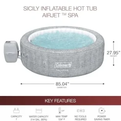 Coleman SaluSpa Sicily AirJet Inflatable Hot Tub with Pool/Spa Seat & Headrest Pillows