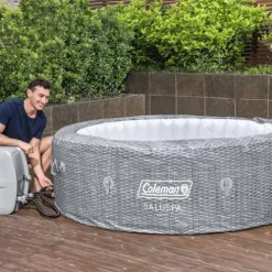 Coleman SaluSpa Sicily AirJet Inflatable Hot Tub Gray Wicker Print