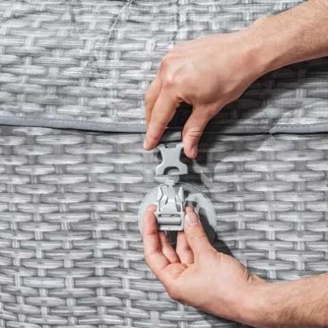 Coleman SaluSpa Sicily AirJet Inflatable Hot Tub Gray Wicker Print