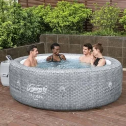 Coleman SaluSpa Sicily AirJet Inflatable Hot Tub Gray Wicker Print