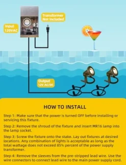 COLOER Brass Underwater Lights 10 Pack with 5W LED MR16 Bulb Bronze