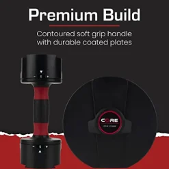 CORE FITNESS Adjustable Dumbbell Weight Set Black