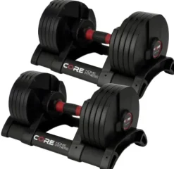 CORE FITNESS Adjustable Dumbbell Weight Set Black