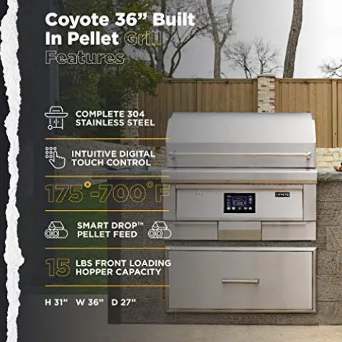 COYOTE OUTDOOR LIVING 36″ Built-in Pellet Grill Stainless