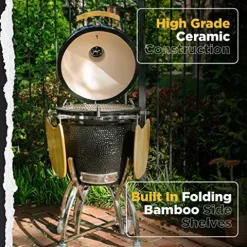 COYOTE OUTDOOR LIVING Coyote Asado Freestanding Ceramic Cooker Smoker and Grill Black