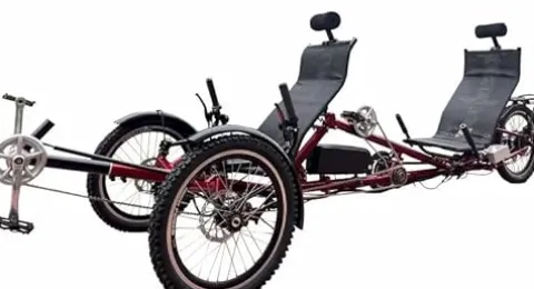 Cozytrikes Tandem Recumbent Trike for Couples Red