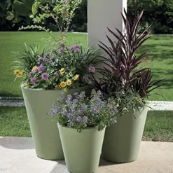 Crescent Garden Madison Planter Double-Walled Plant Pot 34-Inch Mocha