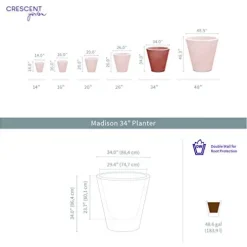 Crescent Garden Madison Planter Double-Walled Plant Pot 34-Inch Mocha