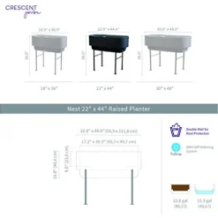 Crescent Garden Nest Indoor/Outdoor Raised Garden-Bed Planter Box 22-Inch x 44-Inch Olive