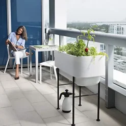 Crescent Garden Nest Indoor/Outdoor Raised Garden-Bed Planter Box 22-Inch x 44-Inch Olive