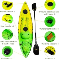 CuisinAid Fishing Kayak with Paddles 9.68FT Green Yellow