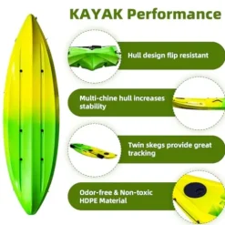 CuisinAid Fishing Kayak with Paddles 9.68FT Green Yellow