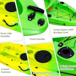 CuisinAid Fishing Kayak with Paddles 9.68FT Green Yellow