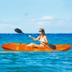 CuisinAid 9.4FT Sit-On-Top Fishing Kayak with Paddles Green Yellow