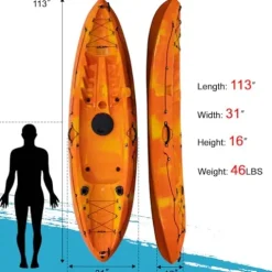 CuisinAid 9.4FT Sit-On-Top Fishing Kayak with Paddles Green Yellow