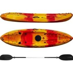 CuisinAid 9.4FT Sit-On-Top Fishing Kayak with Paddles Green Yellow