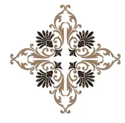 Custom Mosaics, Inc. Baroque Corner Scroll Porcelain Pool Mosaic 60″x45″ Blue