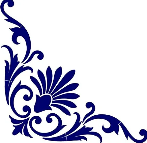 Custom Mosaics, Inc. Baroque Corner Scroll Porcelain Swimming Pool Mosaic 42″x30″ Blue