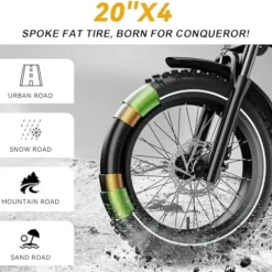 Cybervelo EK6 Max 2.0 Electric Bike 2200W 25Ah 20″ Fat Tire Orange