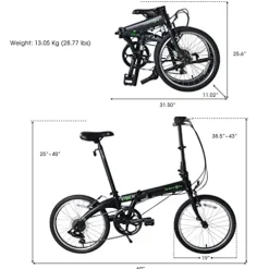 Dahon VYBE D7 Folding Bike Lightweight Aluminum Frame 7-Speed 20” Black