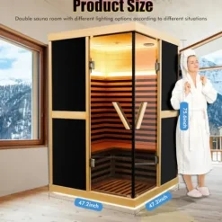 Daleyzay 2 Person Low EMF Infrared Hemlock Sauna Natural