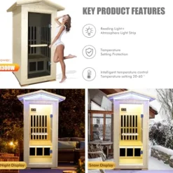 Daleyzay 1 Person Spruce Far Infrared Indoor Sauna 1300W Natural
