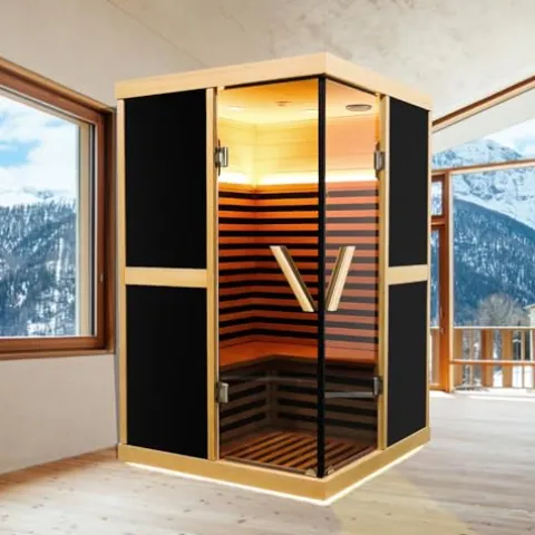 Daleyzay Double V-Shaped Far-Infrared Sauna Room Natural