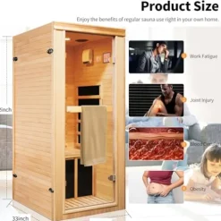 Daleyzay Indoor Far Infrared Sauna Room Canadian Hemlock Natural