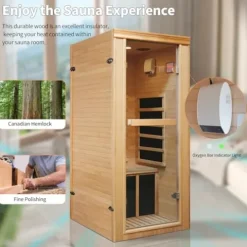 Daleyzay Indoor Far Infrared Sauna Room Canadian Hemlock Natural