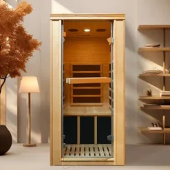 Daleyzay Indoor Infrared Sauna 1-Person Hemlock Wood Natural
