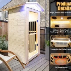 Daleyzay One Person Far Infrared Sauna Natural Finnish Spruce