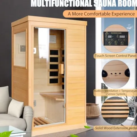 Daleyzay 1-Person Infrared Sauna Canadian Hemlock Natural
