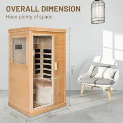 Daleyzay 1-Person Infrared Sauna Canadian Hemlock Natural