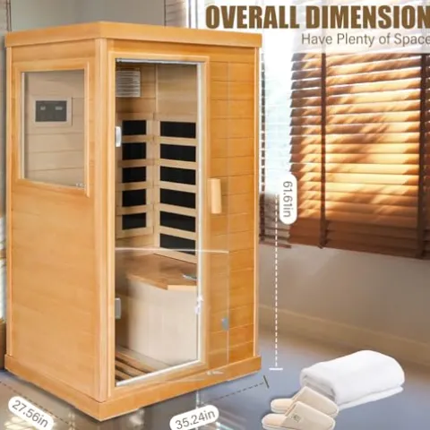 Daleyzay 1-Person Infrared Sauna Canadian Hemlock Natural